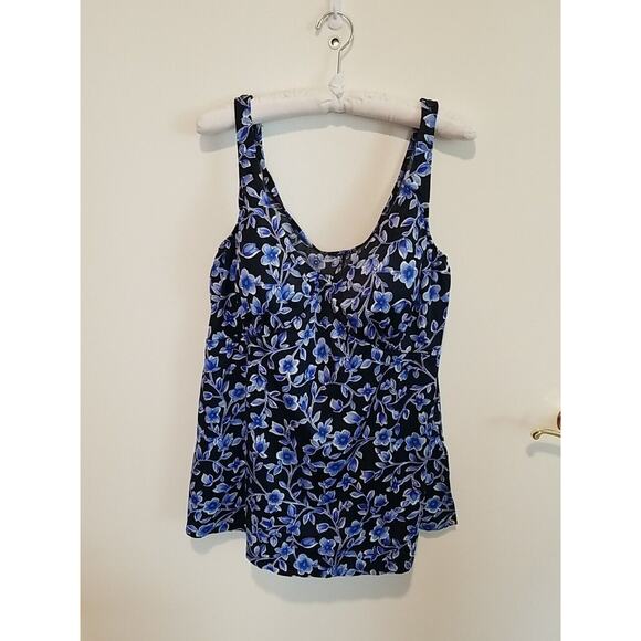 Maxine Of‎ Hollywood Blue Floral One Piece SwimDress Bathing Swimsuit Size 30W - Picture 2 of 10